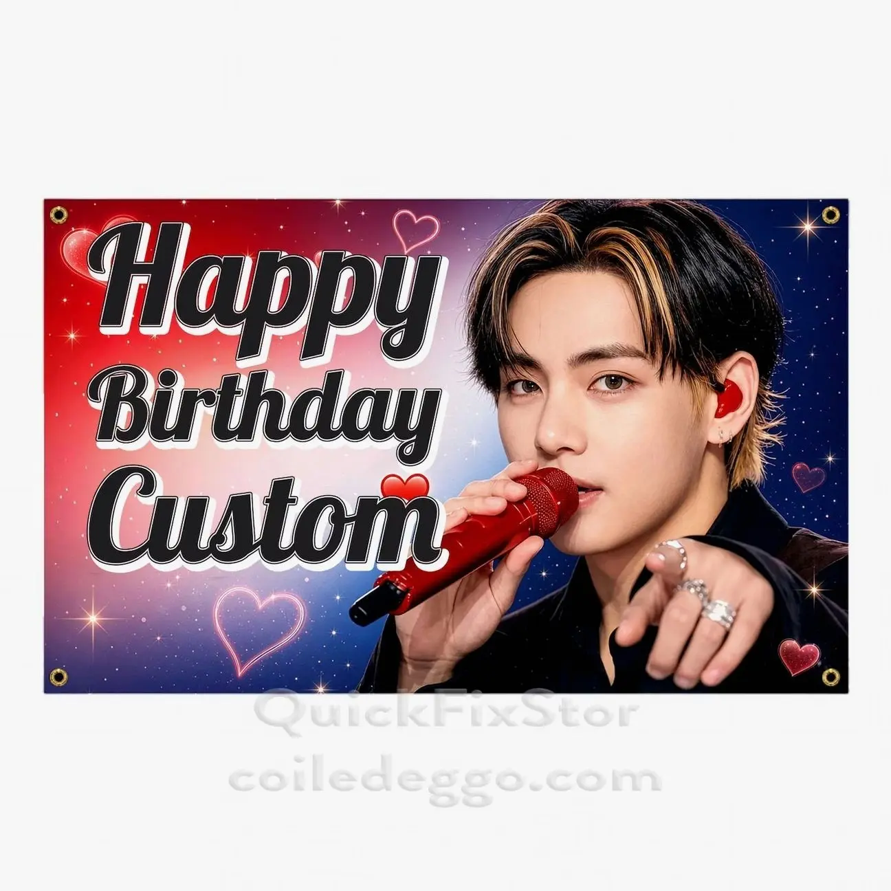 Bangtan Taehyung Birthday Wall Banner Tapestry | Custom Fan Tapestry