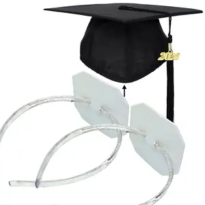 Graduation Cap Headband Insert Anti-Fall Firm Hairband with Adhesive Insert Graduation Hat Headband Holder for Graduates, Students,Women (1, Clear White)