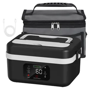 Self-Heating Food Heater, Rechargeable Portable Lunch Box, Cordless Heated Lunchbox for Office, Travel, Car, Picnic & Outdoor Use, Easy and Convenient Meal Prep