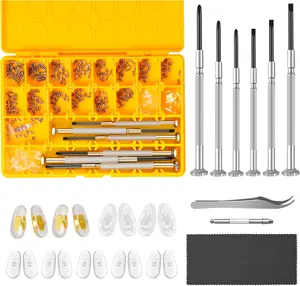 Magnetic Eyeglass Repair Kit, Glasses Repair Kit with Eyeglass Screws Include Nose Pads, Precision Screwdriver Tool Set and Tweezers for Eyeglasses, Sunglasses, Watch Clock Spectacle Repair hike0001