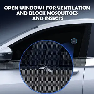 4PCS Car Window Mosquito Net Sun Shade Breathable Privacy Screen UV Protection  Car Window Cover Insect Bug Blocker for Sedan SUV Truck Camping Sleeping Travel Outdoor Use Stretch Fit Easy Installation Reusable Mesh Window Screen Cover Foldable block
