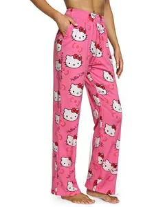 SANRIO Hello Kitty Summer Pajama Trousers - Fabric Upgrade for Enhanced Comfort Adorable Design Perfect for Cozy Nights Women's Loungewear Nightwear in Polyester