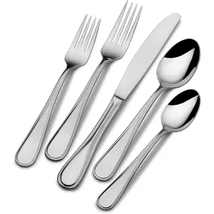Miasa, Bravo flatware service for 12, 65 piece set, 18/10 stainless steel, silverware set with serving utensils