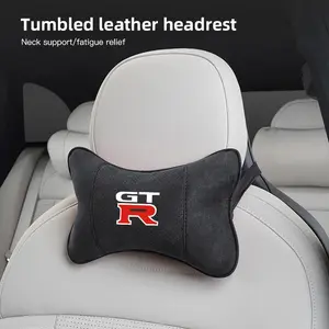 Car Tumbled leather headrest Seat Neck Pillow  For Nissan Rogue Pathfinder X-Trail GTR Note Qashqai Juke Patrol Townstar Frontier Sentra Navara Maxima Micra Altima Versa Leaf Ariya Murano Armada Serena Sakura Titan Skyline Livina Pulsar