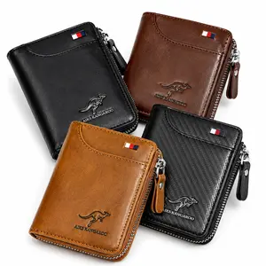 [FathersDayGift] Mens RFID Blocking Leather Wallet Credit Card ID Holder Zipper Purse Waterproof