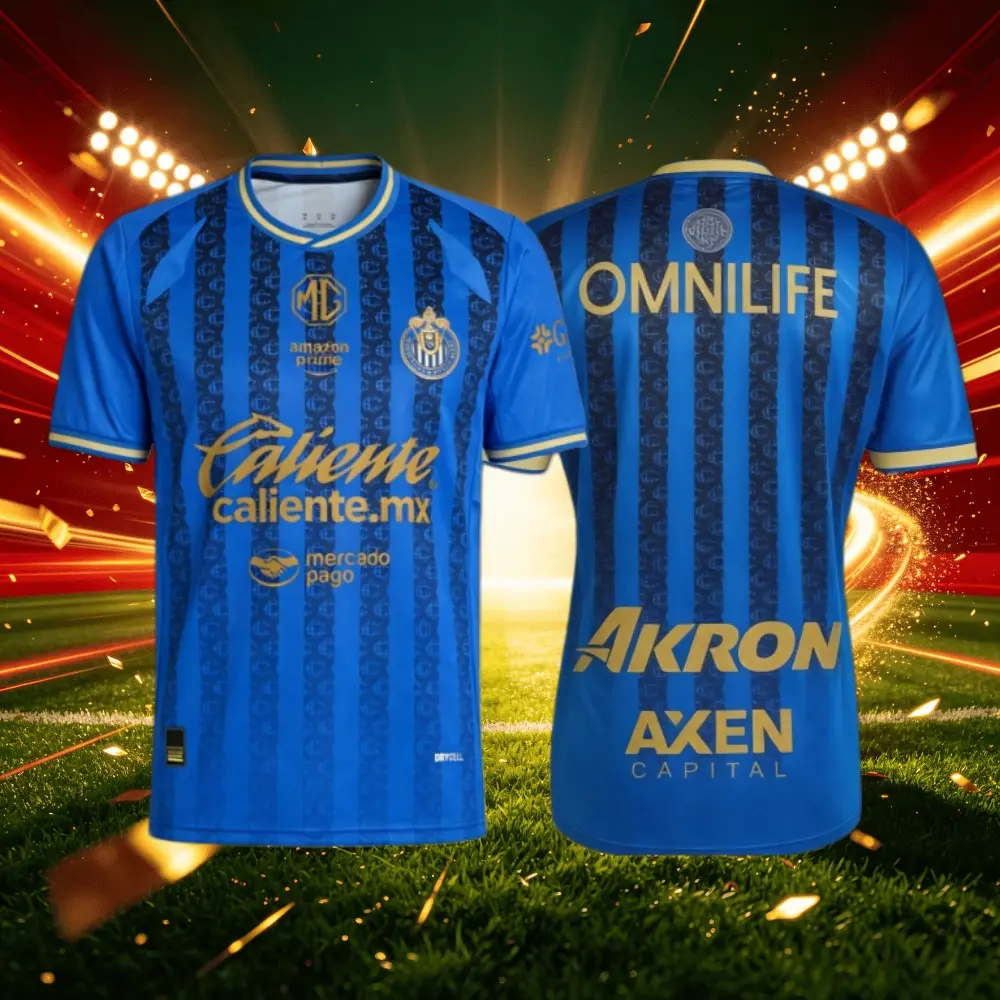 25 26 Chivas de Guadalajara Mexico LIGAMX Third Away Blue Short Sleeve Soccer Jersey Fans Version Breathable