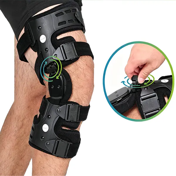 Adults' Adjustable OA Unloader Knee Brace - Plastic, Light Weight, Push-Button Straps, 13 ROM Dials, Anti-Skid, Breathable, Under-Clothing Fit, Joint Support for Active Lifestyles & Long Workdays, Universal Size for Men/Women, Adjustable Strap