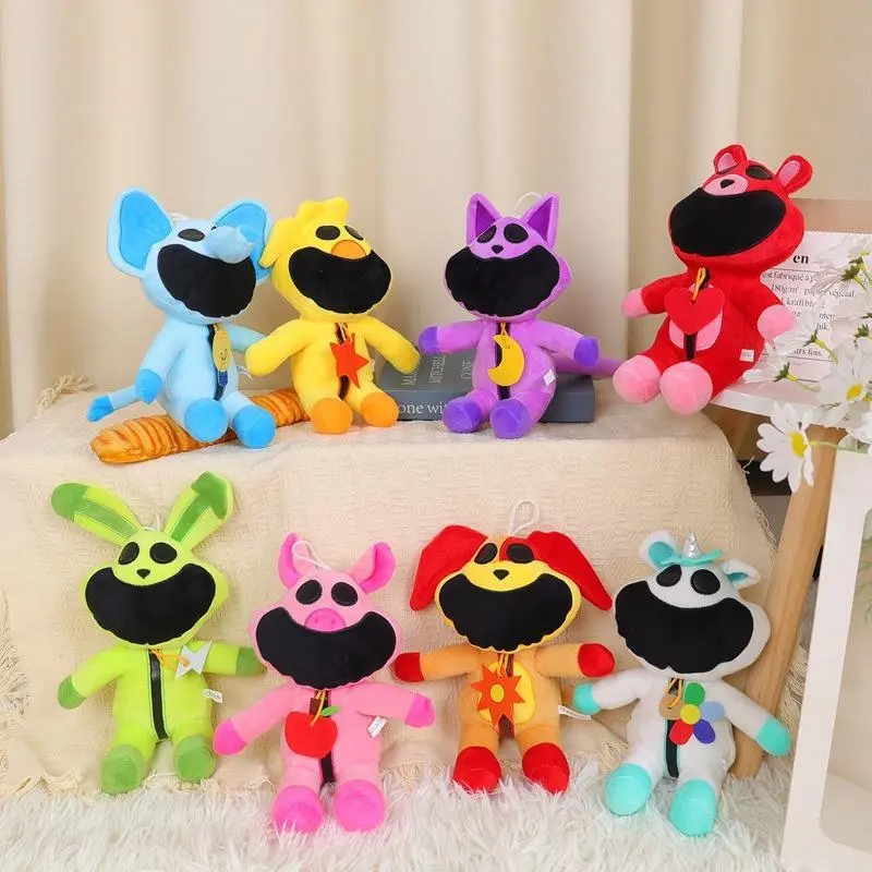 Smilingcritters Simplified Purple Cat Plush Toy - Terrifying Smiling Animal Stuffed Figure for Classic & Novelty Toy Collectors, Animals & Nature Themed Collectible