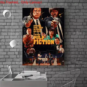 1 piece/set frameless canvas painting print poster, Classic Movie scenes Poster art，Pulp Fiction Movie Poster， a perfect gift for Movie loves, ideal gift for bedroom, living room, dorm hallway, kitchen, mural, wall decoration, room decor