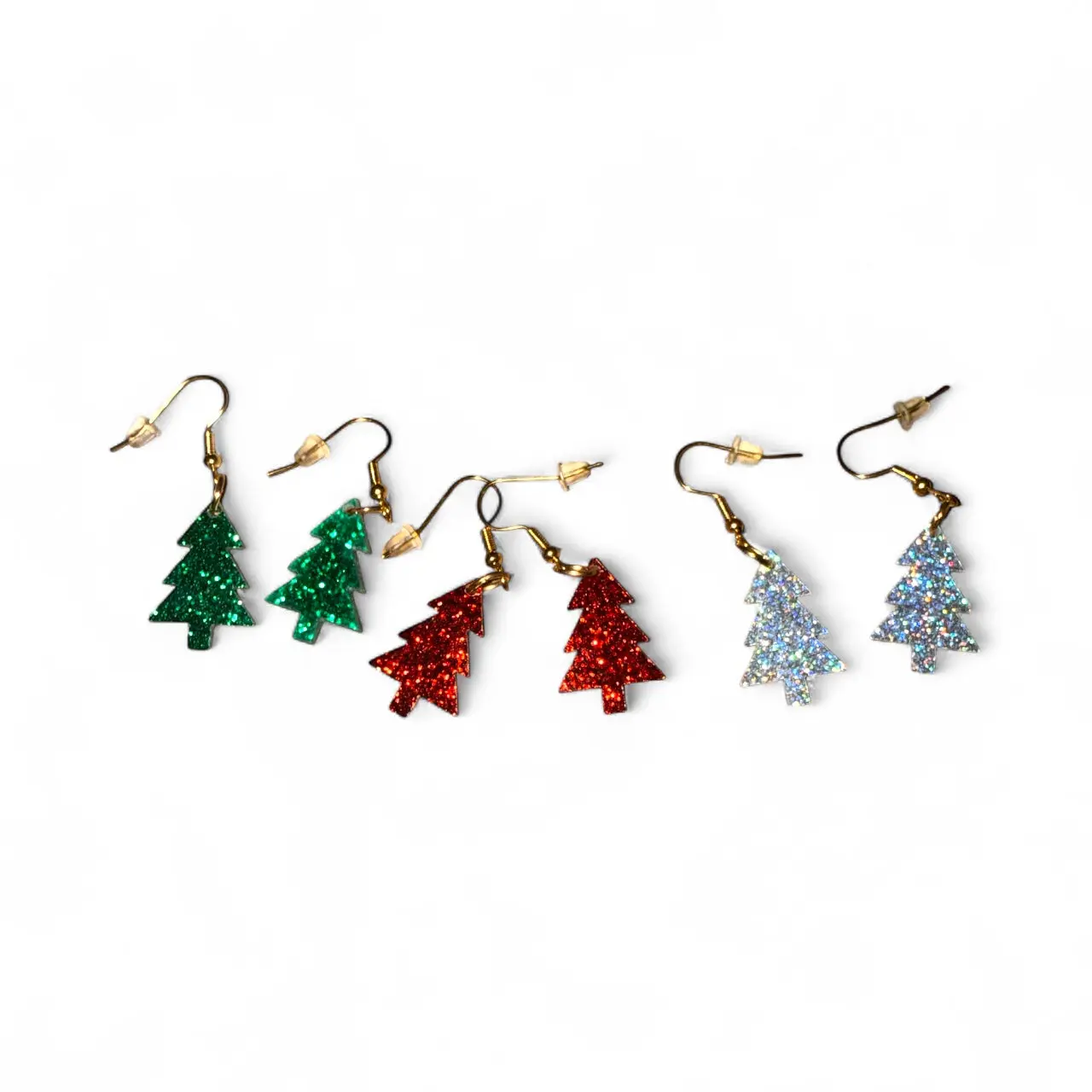 Sparkle Tree Earrings - Festive Glitter Design Christmas Tree Earrings for Holiday Style and Fun Stocking Stuffer Gift