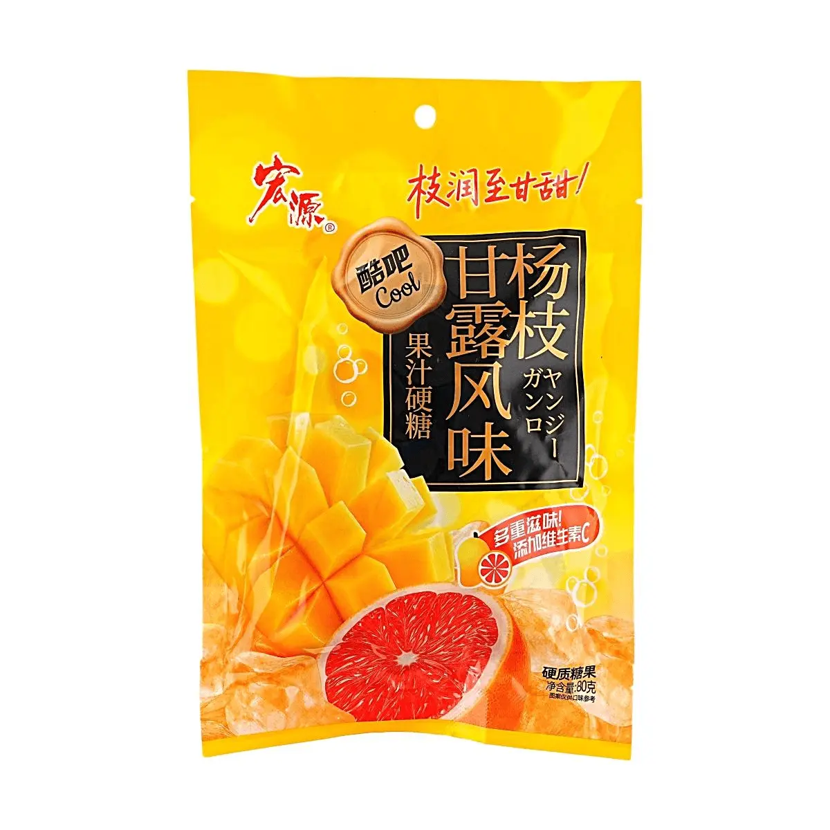 HONGYUAN Mango Pomelo Juice Hard Candy 80g - Vitamin C Enriched Sweet Treat