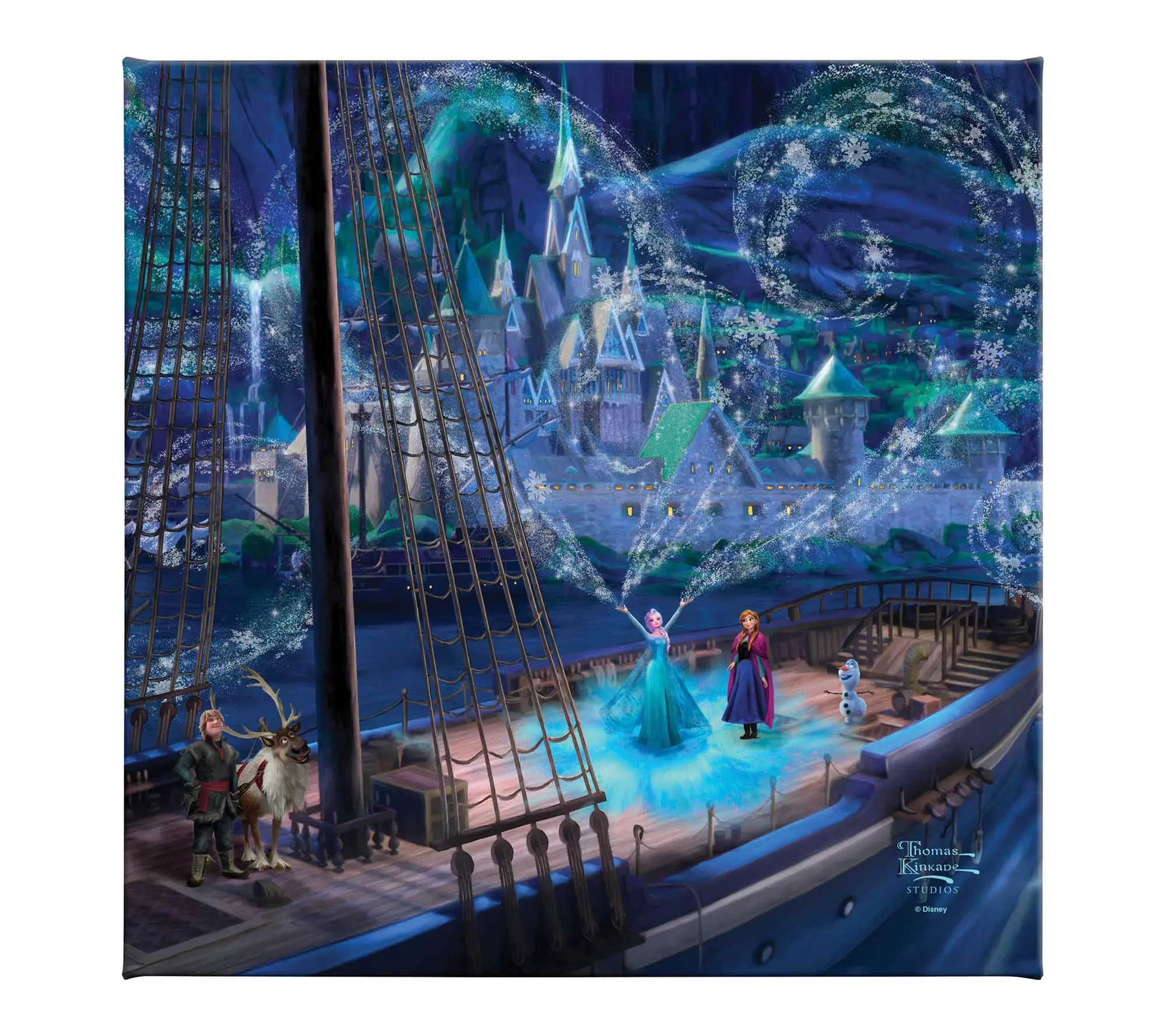 Thomas Kinkade Disney Frozen Love and Magic 14x14 Gallery Wrap