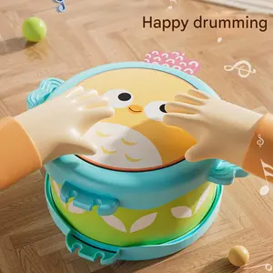Baby Drum Set Cartoon Animal Print Drum Toy Toddler Musical Instrument Educational Toy with Drumsticks
