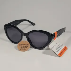 French Connection FC 25 62 Cat Eye Sunglasses Shiny Black Frame Solid Gray Lens