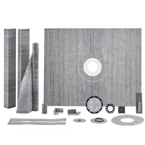 Shower Curb Kit 60 X 48 Inch Shower Pan Kit With 2-Inch ABS Central Flange, Waterproof Membrane, Stainless Steel Grate, Sloped Shower Pan Base, Slope Sticks, Durable Bathroom Renovation Accessory