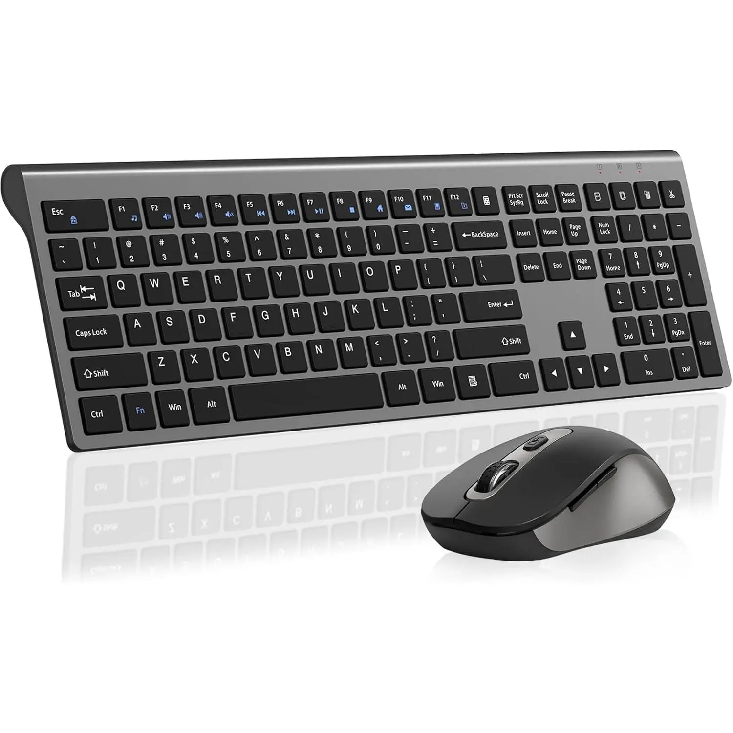 and Keyboard Combo, Full-Size Computer Keyboard with Calculator Button, 2400 Dpi  , Ultra-Thin Cordless USB Keyboard and  Set for Laptop Windows  - Black Gray