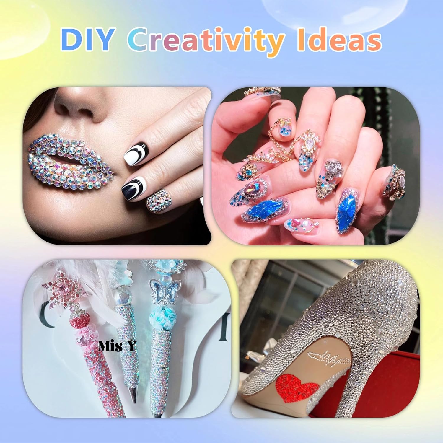 40000Pcs 40 Colors Jelly Rhinestones, 3mm Multicolor Resin Flatback Gems for Bedazzling, DIY Crafting, Diamond Art, Nail Art, Bedazzler Kit  for Crafting, Book, Shoes