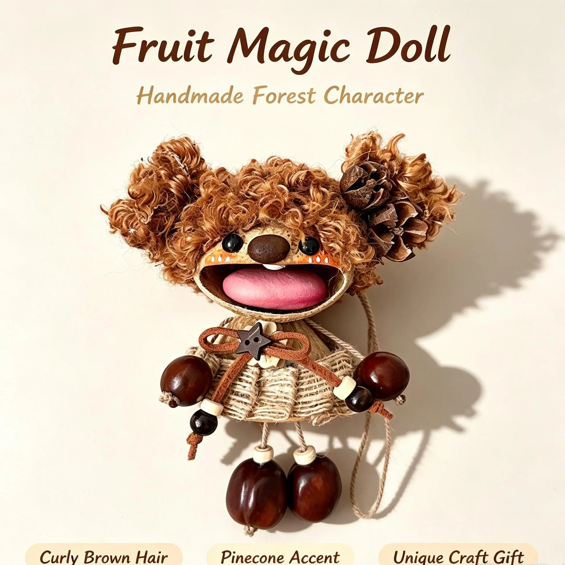 Handmade Natural Fruit Shell Doll Ornament - 7-10cm Vintage Solid Wood Nut Doll Pendant, Handpainted Faces, Farmhouse Decorative Bohemian Cute Accessory, Magnetic Desk Goose Outfit Set (For Car Hanger, Cabinet), Paint, Floral