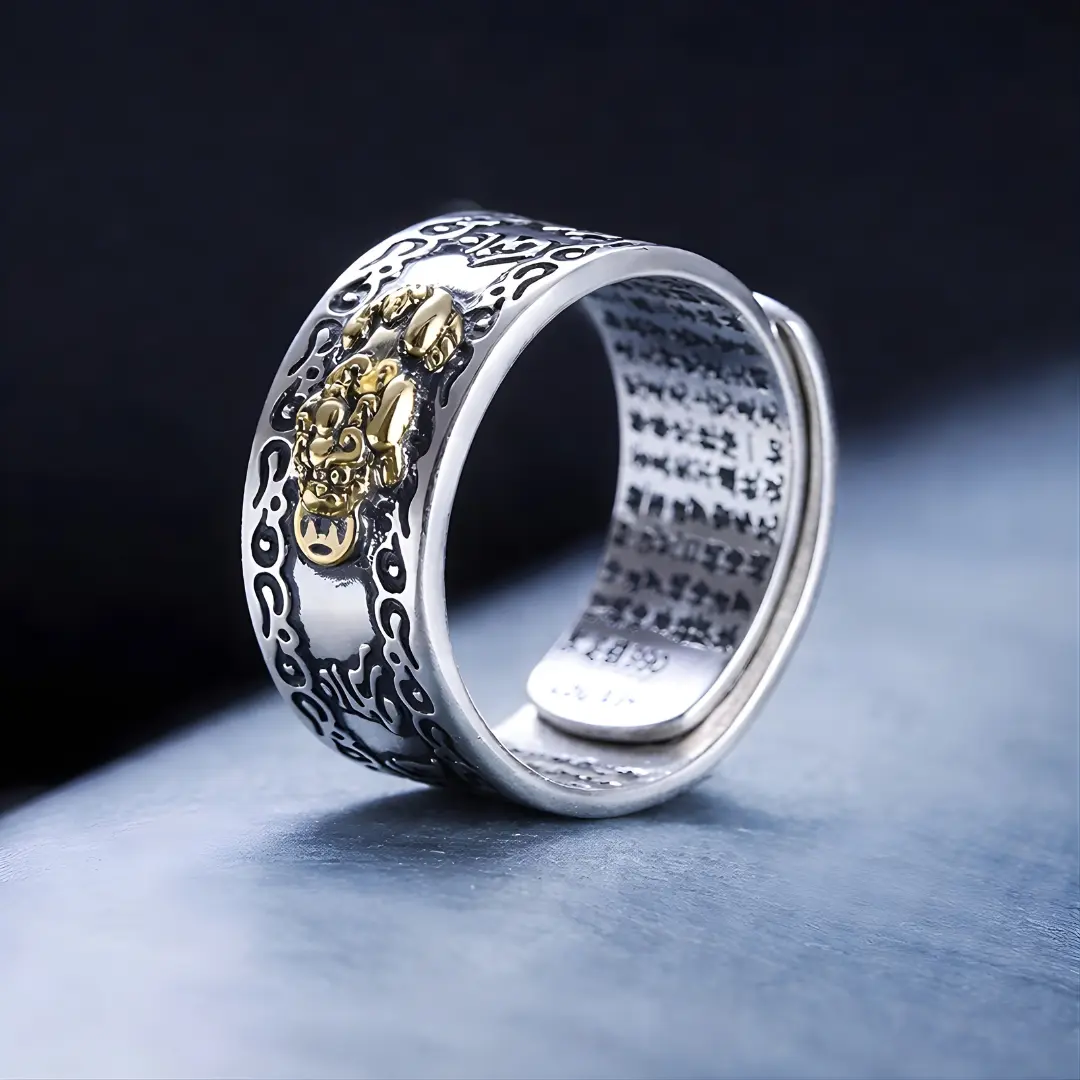 Pixiu Feng Shui Wealth & Protection Ring (Adjustable)