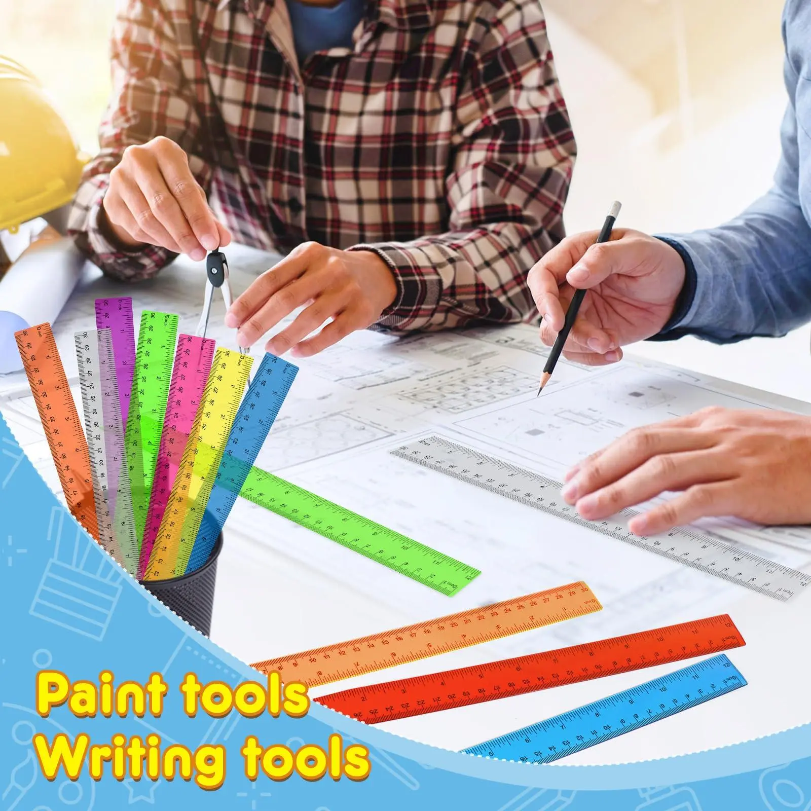 32-Pack 12-Inch Clear Transparent Plastic Rulers with Inches & cm, Bulk Office-School Supplies for Students, Back to School Essentials