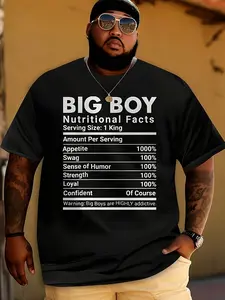 Men Short Sleeve T Shirt Featuring Nutritional Facts Label Design for Large Build Graphic Tee Birthday Gift Idea D Ly Wear Family Gathering TopPlus Size Male Printed Fashion Daily Short Sleeve Tee PLUS SIZE