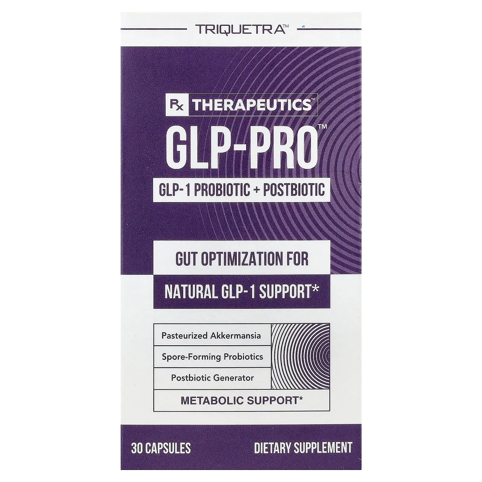 Triquetra Health PX Therapeutics™, GLP-Pro™ GLP-1 Probiotics + Postbiotic, 30 Capsules