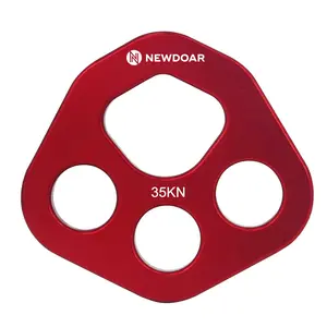 NEWDOAR 45/35KN Rigging Plate - CE/UIAA Certified Professional Descender & Belay Device, 4/8-Hole Aluminum Paw Plate for Rock Climbing & Outdoor Rescue, Heavy-Duty Lightweight High-Visibility Red Arborist Tool