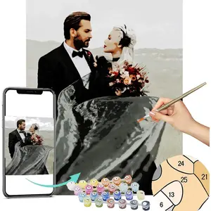 Love & Color Personalized Customized Paint by Numbers Kit for Newlyweds Lovers Friends Create Your Own Masterpiece with Blank Canvas and Tools