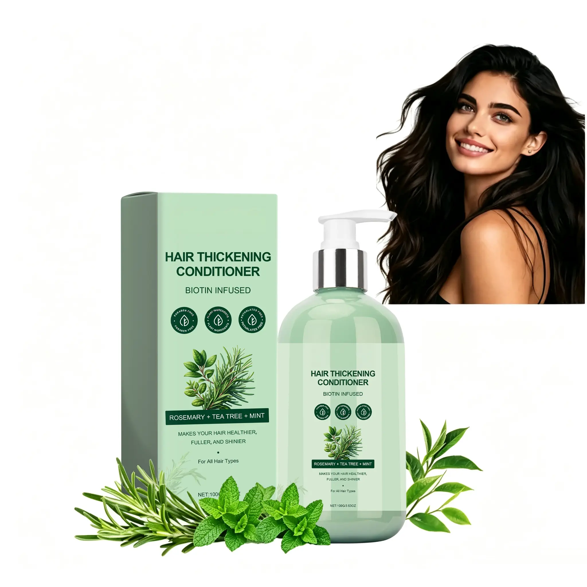 Natural Rosemary Conditioner with Biotin, Gentle Daily Hair Care for Dry & Damaged Hair, Hydrating Botanical Formula for Softer Fuller Looking Hair