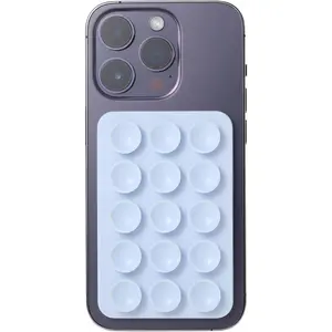 Suction Phone Case, Adhesive Octo Cup Buddy Phone Accessory for Smartphones, Hands-Free Suction Phone Grip Holder for Selfies, Videos, Content Creator (Light Blue)