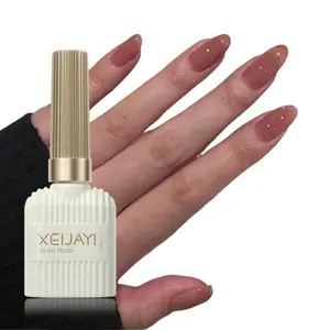 15ML Crystal Gel Nail Polish, Transparent Watermelon Color, Clear Ice Block Effect, UV LED Light Therapy, Self-Manicure