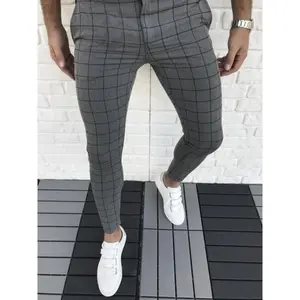 Men's Checkered Slim-fit Pants Casual Menswear