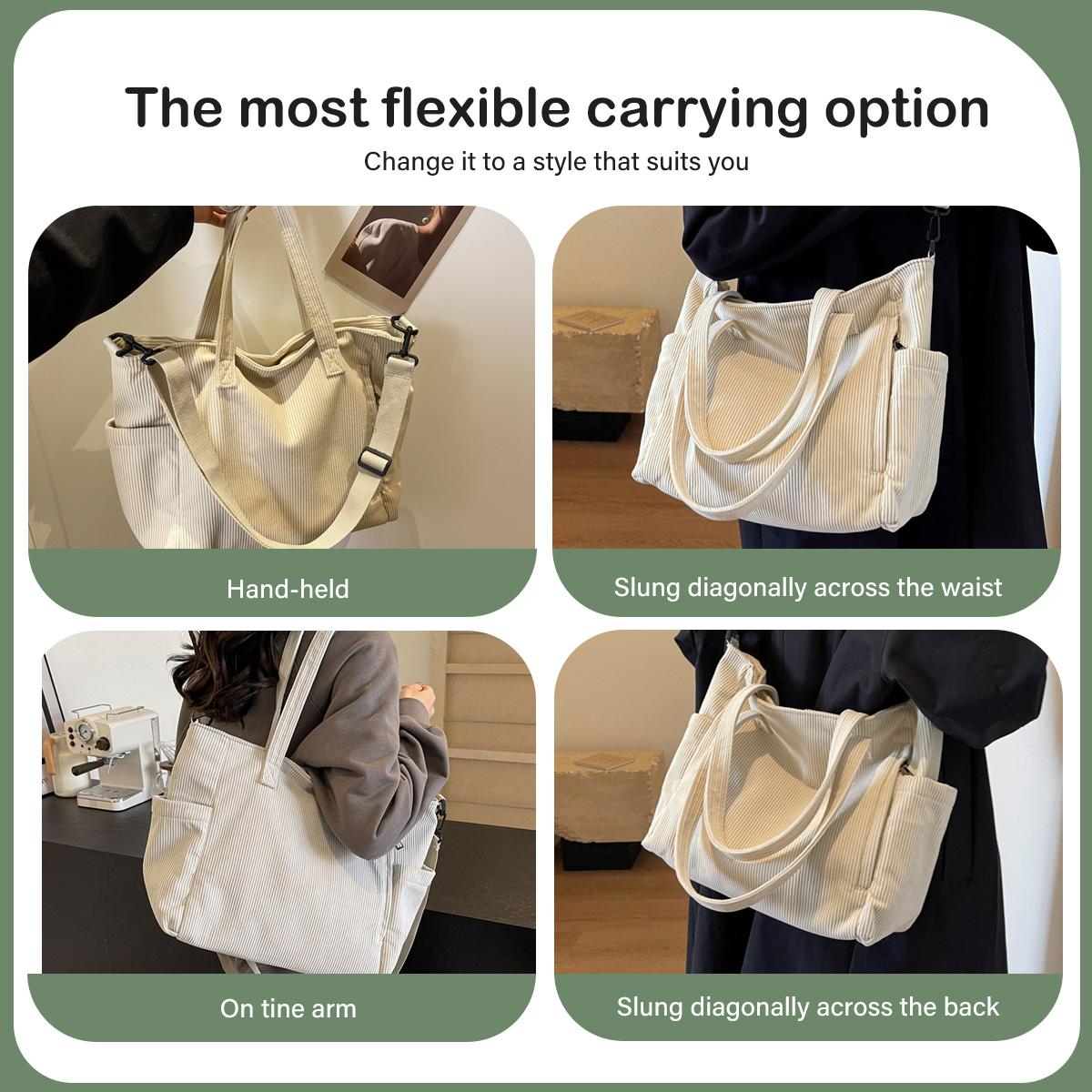 Large Capacity Corduroy Tote Bag Your Everyday Everything Tote Effortlessly Roomy with Top Handle and Shoulder Strap Chic Corduroy Work Purse