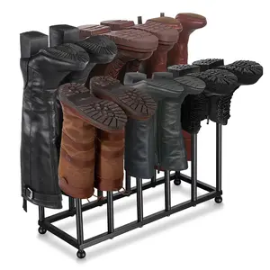 Free Standing Shoe Racks, Boot Organizer for Tall Boots, Black Metal Boot Rack Fit for 6 Pairs, Shoe Organizer for Dorm Room, Closet, Entryway (Black-6pairs)