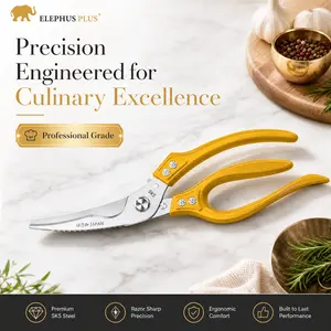 High-end titanium-coated poultry shears — automatic rebound, detachable kitchen scissors, stainless steel scissors — for cutting chicken bones, fish, vegetables, and removing fish scales.