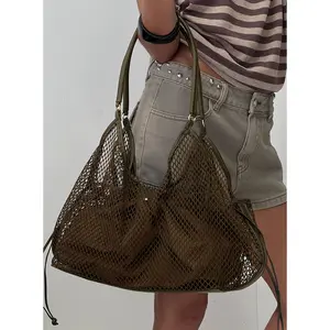 Isolda Mesh Tote Bag Khaki