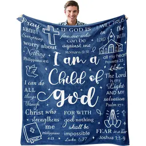 Christian Gifts for Men - Religious Gifts Blankets -Religious Gifts for Men Throw 60"X50" - I Am A Child of God Blanket - Baptism Gifts for Boys -Confirmation Gifts for Teenage Boys