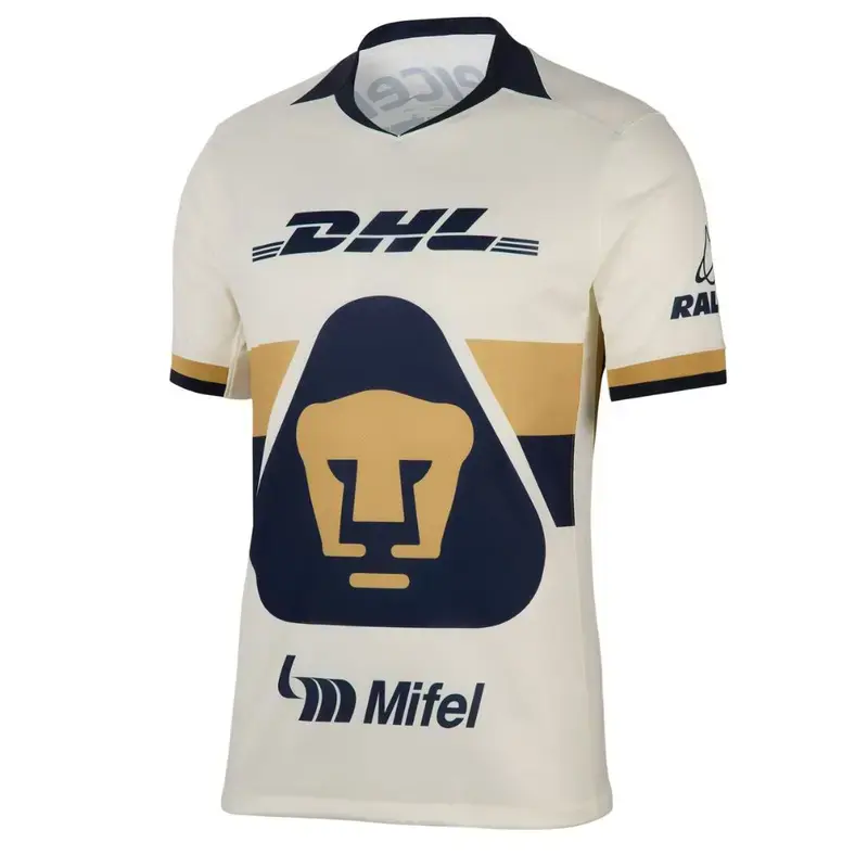 Pumas 2025/26 Home Replica Jersey Cream, Liga MX Mexico Soccer Shirt for Men Women