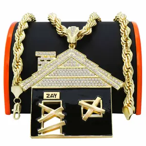 Giant Gold & Black Tr4p House Pendant – 30" Rope Chain