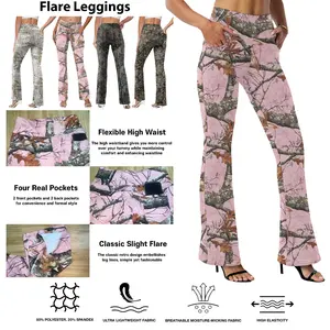 Womens Wide Leg Crossover High Waisted Yoga Pants Camo Bootcut Workout Flared Leggings Casual Pants Comfy Fall active wear gym