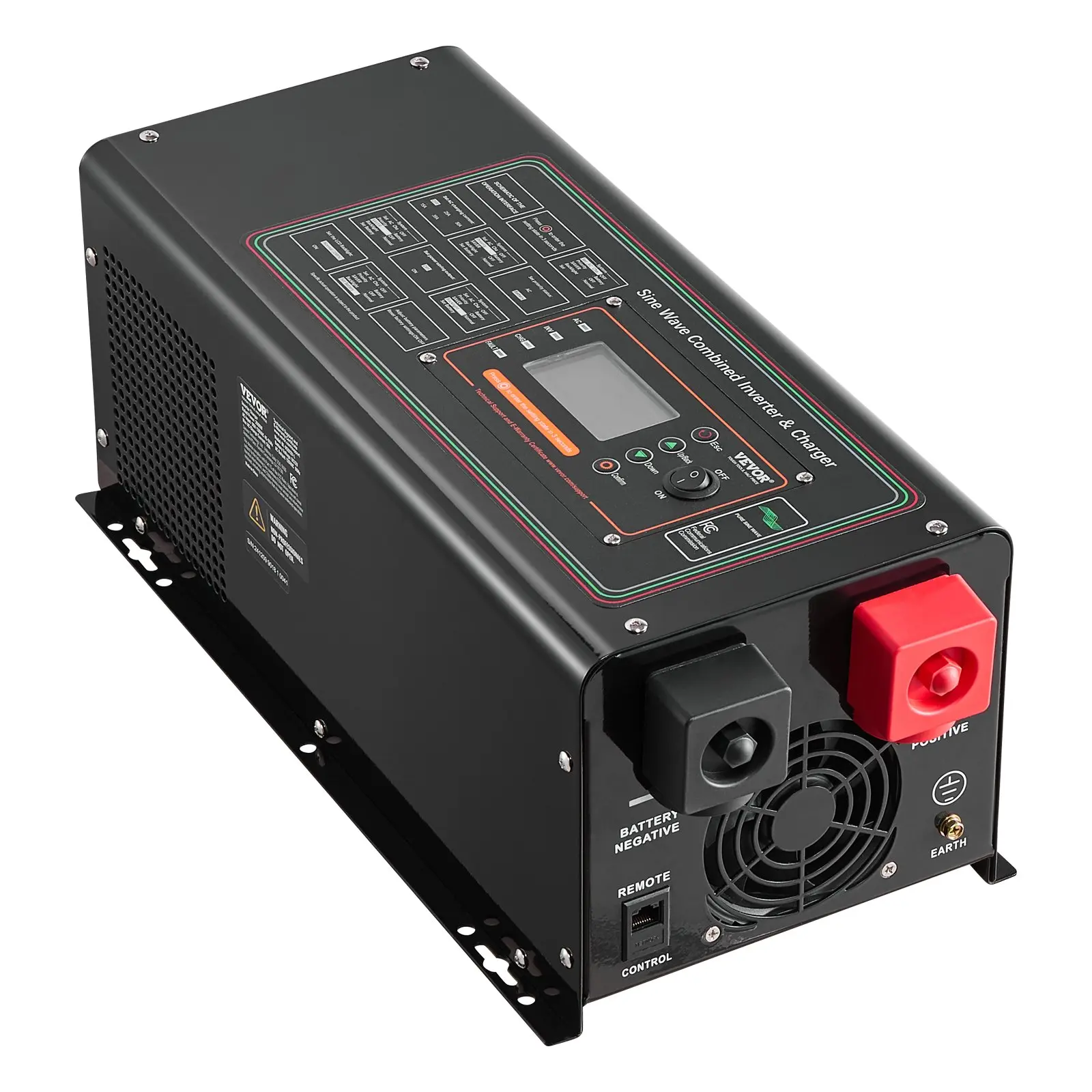 【Summerfinds】VEVOR Pure Sine Wave Inverter Charger, 2000 Watt, DC 12V to AC 120V Power Inverter with LCD Display, Remote Control, Solar Inverter for Off-Grid Solar RV Boat Home, Compatible with Various Batteries