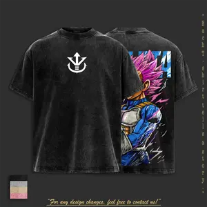 Elite Saiyan Warrior V2 Vintage Washed T-Shirt, DBZ Inspired Power Graphic Tee, Oversized Streetwear Shirt