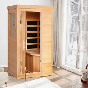 Mini Far Infrared Home Sauna - Low EMF Design Featuring Chromotherapy Lighting & Red Light, Spa-Quality for Home Use
