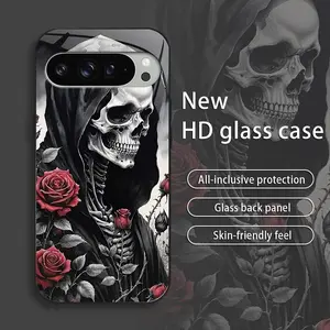 Suitable for [Google Pixel 9 Pro Xl] Creative design love and death mobile phone case protective cover new business simple HD glass mobile phone case affordable anti-fall anti-fingerprint-888