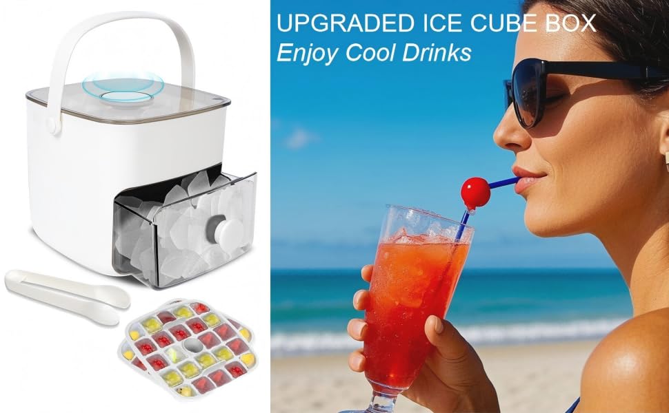 Reusable Ice Cube Tray Set with Lid & Storage Bin for Freezer, Ice Maker Mold with Ice Tongs, Leakproof Ice Container for Whiskey, Cocktail, Coffee, Beer Drinks, Practical Kitchen & Bar Utensil Gadgets