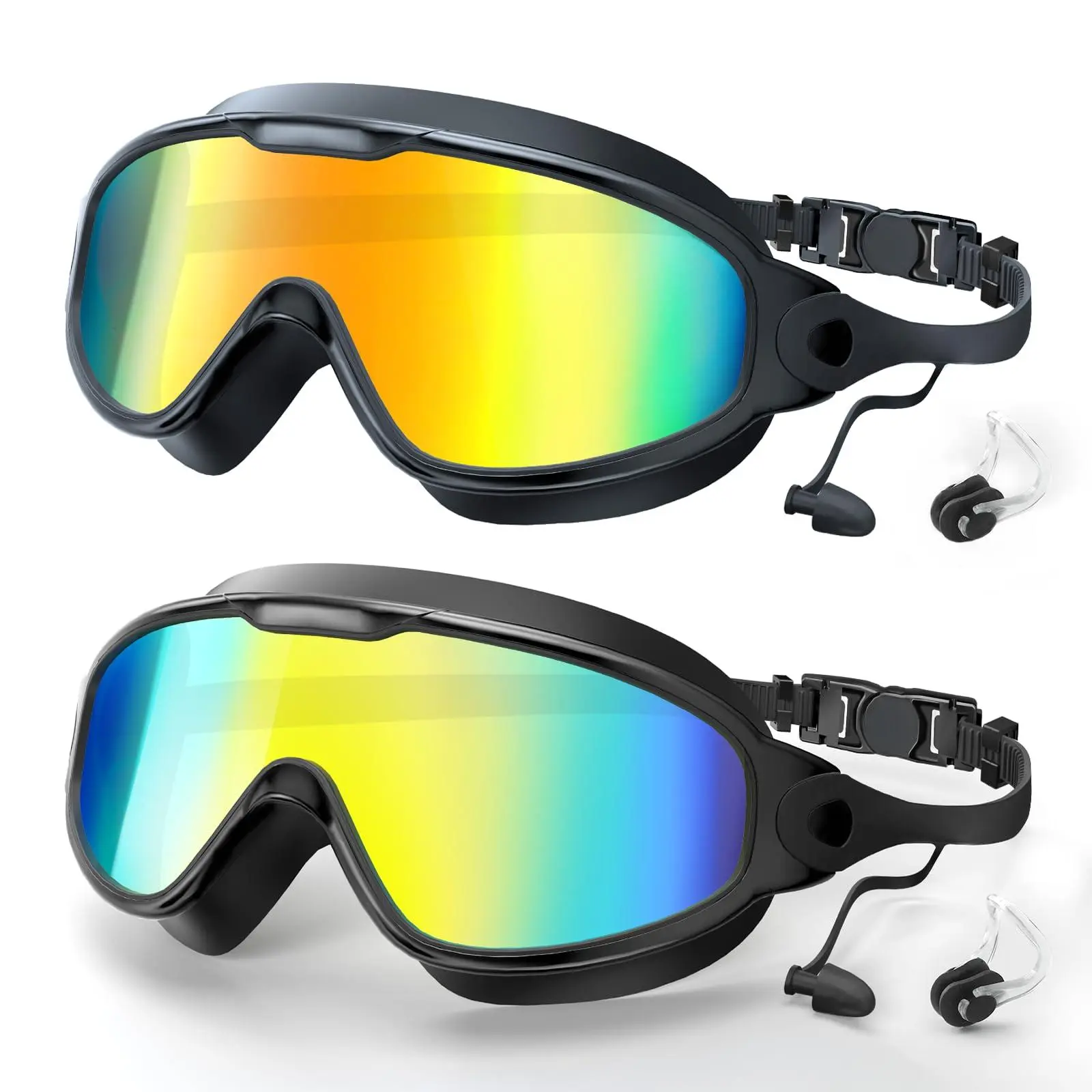 Unisex 2-Pack Swimming Goggles - 180 Wide-Vision Precision Aquatic Eyewear, Anti-Fog, UV Protection, Leakproof Silicone Seal, Adjustable Strap, Secure Fit