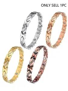 Magnetic Copper Cross Bracelet, Adjustable Size, Unisex Fashion Jewelry, Perfect Valentine's Day Gift, Daily Wear, Autumn Minimalist Design, Unique Accessory