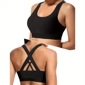 Women's Sports Bra, High-Support Cross-Back Bra for Large Busts, High-Impact Lace-Up Yoga Sports Bra