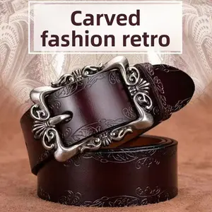 New women's leather belt, vintage style, versatile decorative belt for jeans, Korean fashion casual, exclusively for cross-border sales
