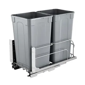 Double Pullout Waste Container Kitchen Trash Can with Soft Close Grey 27QTx2